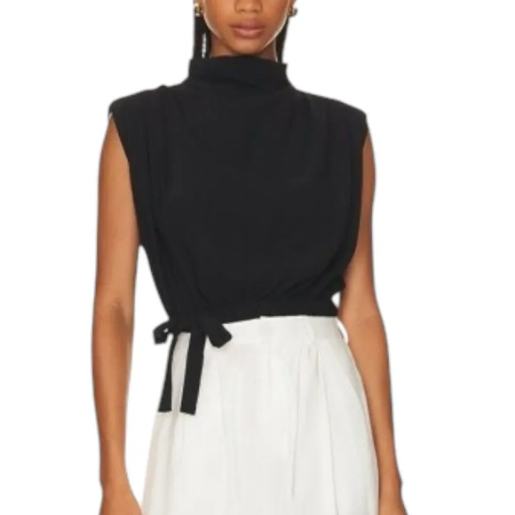 Amanda Uprichard Black Tie Front Justin Top Blouse L - Picture 1 of 6